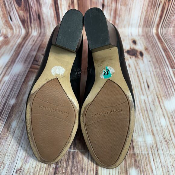 Franco Sarto OLYMPIA Sz 8 Black Leather Block Heel Zip Ankle Boots Booties Shoes - Picture 6 of 8